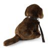 Plüss barna labrador kutya pórázzal 25 cm