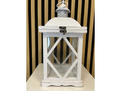 Lucerna dřevěná bílá