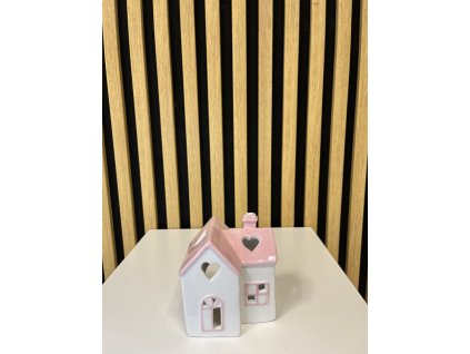 Keramický domek bílorůžový