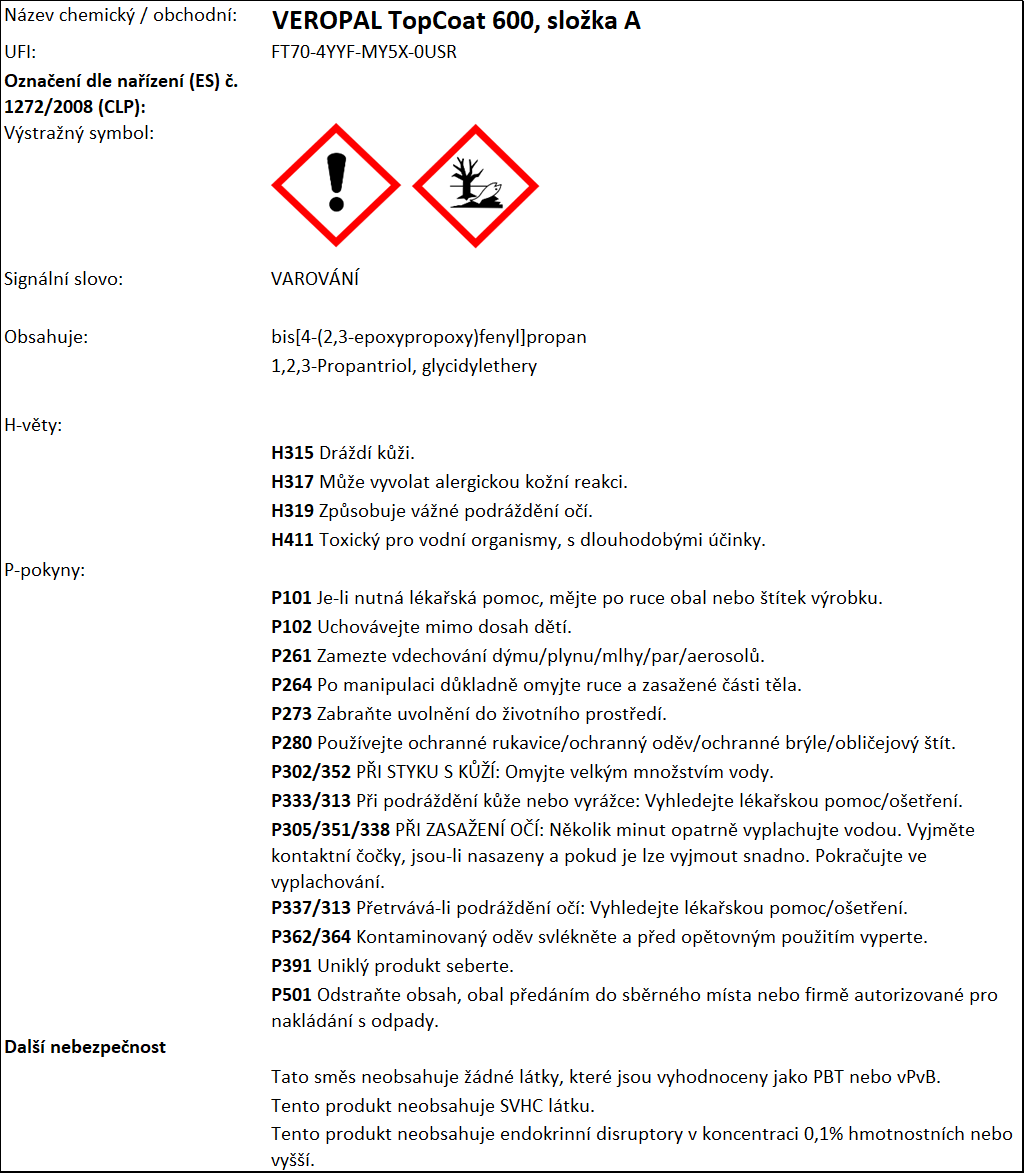 Veropal Topcoat 600 složka A