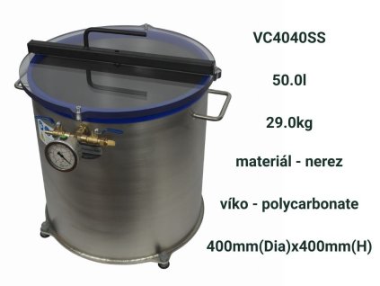 vakuová komota 50L s polykarbonátovým víkem na odbublinkování s popisem