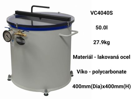 Vakuová komora 50L z lakované ocely a polykarnonátové víko