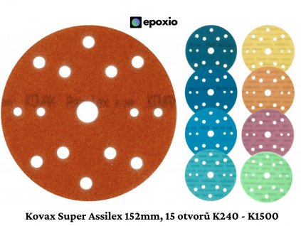 Kovax Super Assilex 152mm, 15 otvorů K240 K1500