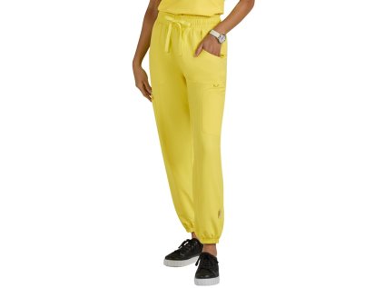Zdravotnícke nohavice jogger SMAJLÍK - žlté (Veľkosť XL)