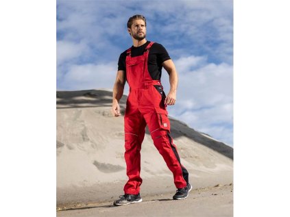 Nohavice s náprsenkou ARDON®URBAN+ červeno-čierne skrátené