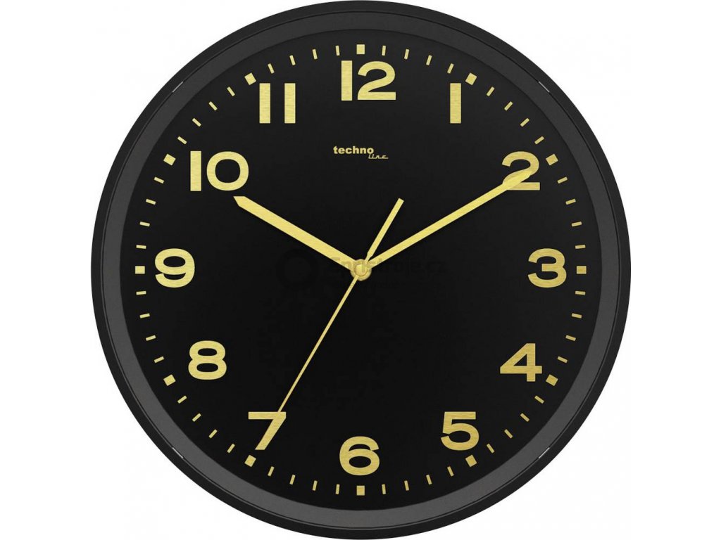 DCF nástěnné hodiny Techno Line WT 8500-1 gold | vnější Ø 30 cm | černá -  Epřístroje.cz