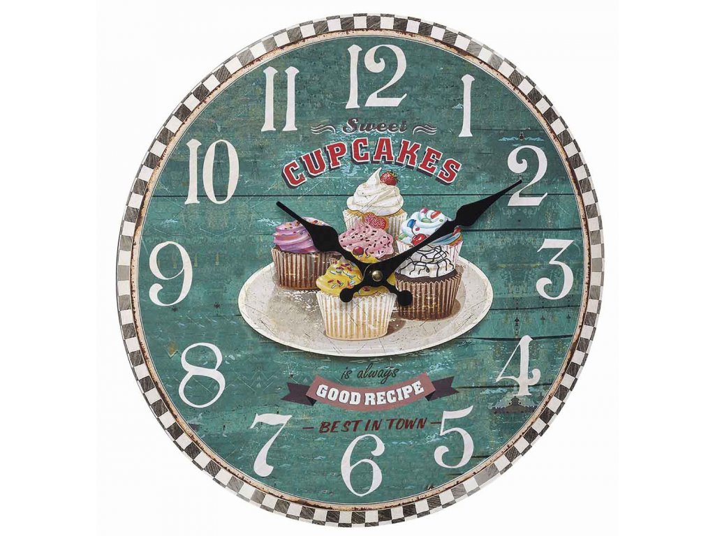 TFA 60.3045.13 | Analogové nástěnné VINTAGE hodiny - CUPCAKES | průměr 337 mm