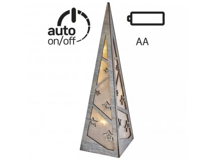 LED pyramida | 36cm | 2× AA | teplá bílá | časovač | ZY2335