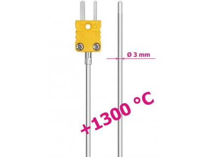 Pružné teplotní čidlo až do +1300 °C | termočlánek typu K (NiCr-Ni) | pro měření teploty okolního vzduchu / emisí apod.