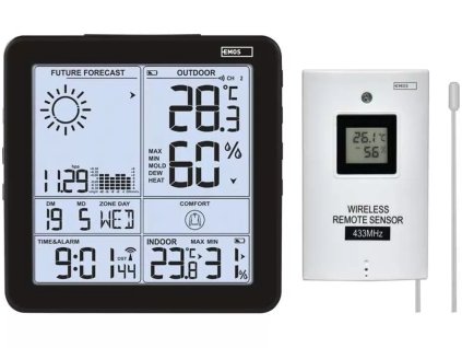 Domácí bezdrátová meteostanice Emos E5080 | dosah až 30 m | až 3 čidla