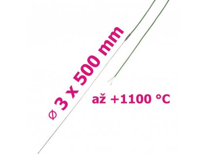 Plášťový termočlánek NiCr-Ni | -200 až +1100 °C | ∅3x500 mm | teplotní čidlo B+B Thermo-Technik K-H625 0500-30