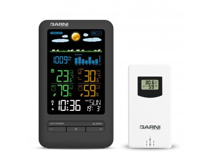 Barevná meteorologická stanice GARNI 291 Line, max. dosah 60 m, černá