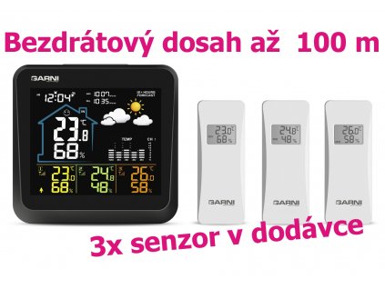 GARNI 502 | Barevná bezdrátová meteorologická stanice s 3 čidly