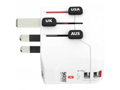 SKROSS 1.302460 | Cestovní adaptér PRO Light USB | 6.3A max. | vč. USB nabíjení | uzemněný | UK+USA+Austrálie/Čína