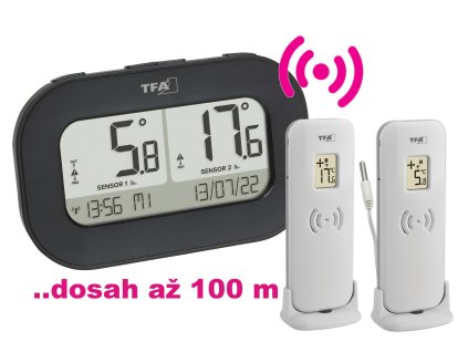 TFA 30.3073.01 | 2kanálový bezdrátový teploměr DOUBLE-CHECK | dosah až 100 m | -40 až +60 °C