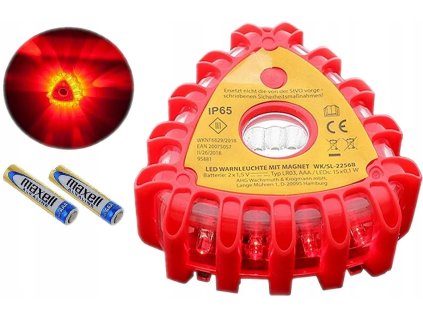 Nouzové výstražné světlo do auta WK/SL-2256B | zábleskové světlo | magnet pro uchycení | na 2ks AAA
