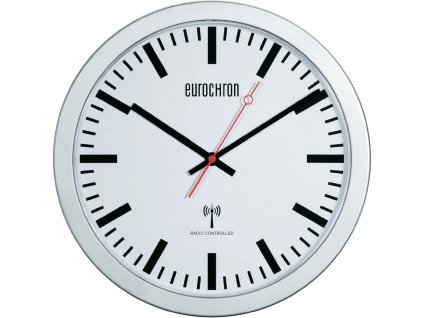 Analogové DCF nástěnné nádražní hodiny EUROCHRON EFW 3601 | vnější Ø 30 cm | stříbrná