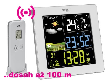 TFA 35.1174.02 | Barevná bezdrátová meteostanice TFA SUN 2GEN | dosah až 100 m | bílá | 4 úrovně jasu displeje