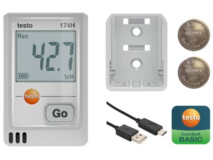 testo 174H | Mini-datalogger teploty a vlhkosti s displejem s USB-C  (0572 1741 01) - bílá