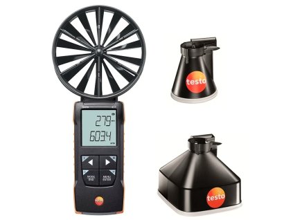 testo 417 sada 1 | Turbínkový anemometr s měřicími trychtýři | 0,3 - 20 m/s | 0 - 99.999 m3/min | 0 až +50 °C | 0563 1417