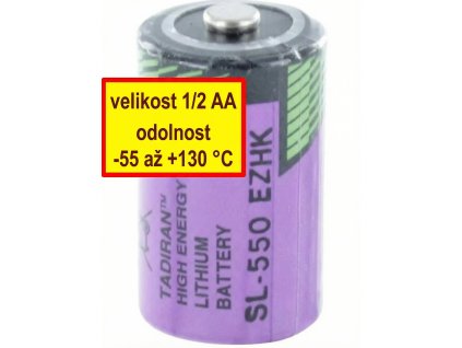 SL-550/S | Vysokoteplotní lithiová baterie 1/2 AA | 3,6 V | 900 mAh | -55 až +130 °C | Tadiran Batteries