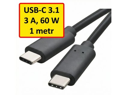 USB-C 3.1 / USB-C 3.1 | Nabíjecí a datový kabel | 1 m | 3 A | 60 W | SM7022BL