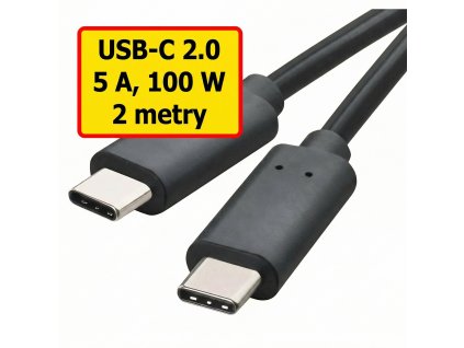 USB-C 2.0 / USB-C 2.0 | Nabíjecí a datový kabel | 2 m | 5 A | 100 W | SM7029BL