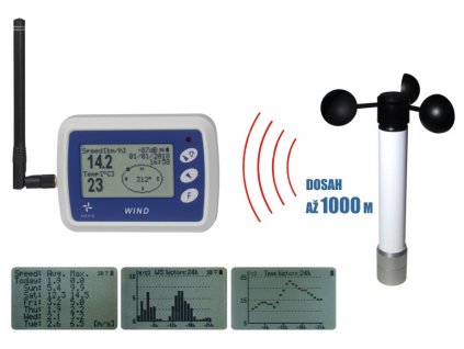 Bezdrátový anemometr (měřič rychlosti větru) s dlouhým dosahem WL12X-WS