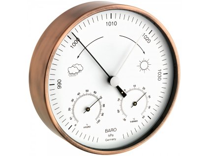 TFA 20.2027.51 | MĚDĚNÝ analogový barometr-teploměr-vlhkoměr | venkovní i vnitřní použití | vyrobeno v SRN