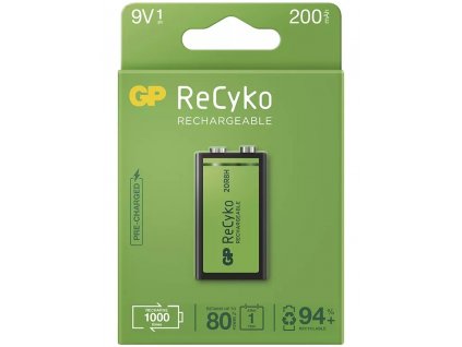Nabíjecí baterie GP Recyko+ 6F22 (9V), 200 mAh, krabička | B0852