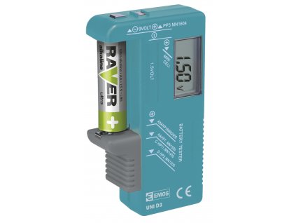 Univerzální tester baterií AA,AAA,C,D,9V, knoflíkové - UNI D3