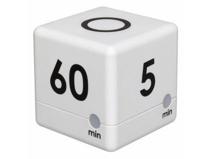 TFA 38.2032.02 | CUBE TIMER - časovač ve tvaru kostky (5 - 15 - 30 - 60 minut) - BÍLÁ