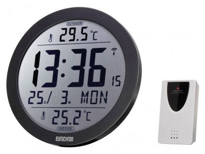 DCF nástěnné hodiny Eurochron EFW 4002, vnější Ø 210 mm, černá