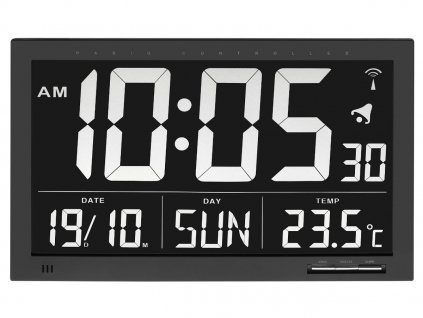 TFA 60.4505 | Velké nástěnné inverzní hodiny DCF s měřením teploty (rozměry 368 x 230 mm)