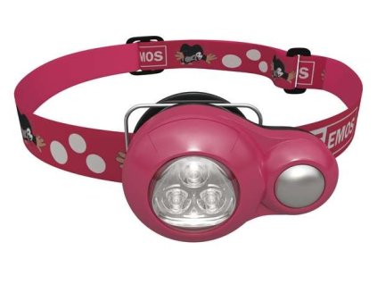 Dětská čelovka - Krtek na 2x CR2032, 3x LED - RŮŽOVÁ | P3529