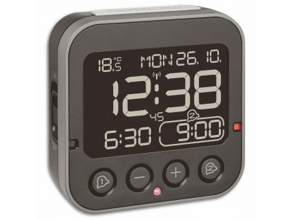 DCF digitální budík BINGO 2.0; TFA 60.2552.01; měření teploty; černý