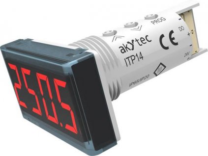 Univerzální panelový měřič Akytec, ITP14, 4-20mA, 0-10 V, červená