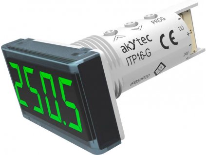 Teplotní panelový měřič Akytec, ITP16-G, vstup pro termočlánky a RTD, zelená