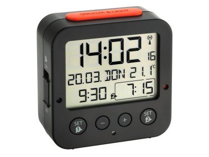 TFA 60.2528.01 | ⏰ DCF digitální budík BINGO s teploměrem - černý