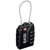 Lankový zámek Basi 6100-0625 s 4 číselnou kombinací | kabelový zámek TSA | černá