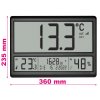 TFA 60.4523.01 | XL Digitální nástěnné DCF hodiny s venkovní teplotou a vnitřním klimatem | 360 × 235 mm