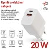 Emos V02G20 | Univerzální napájecí 2x USB adaptér GaN do sítě, PD 20W max.
