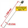 Pružné teplotní čidlo | průměr 1,0 mm, délka 250 mm | -200 až +800 °C | termočlánek typu "K"