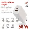 Emos V05G65 | Univerzální napájecí 3x USB adaptér GaN do sítě, PD 65W max.