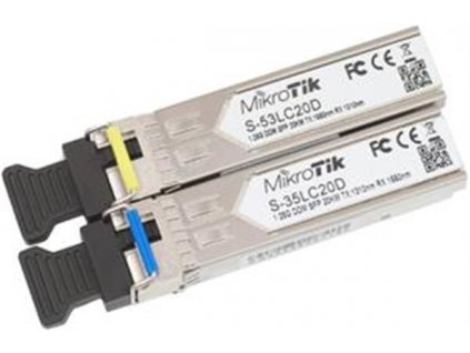 MikroTik pár SFP S-3553LC20D, SM, 20km, 1.25G, 1x LC PR1-S-3553LC20D