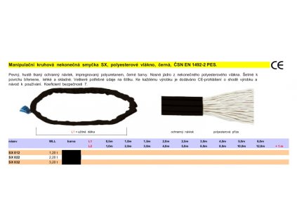 SAFETEX Popruh 1,2t/0,5m/1m černý