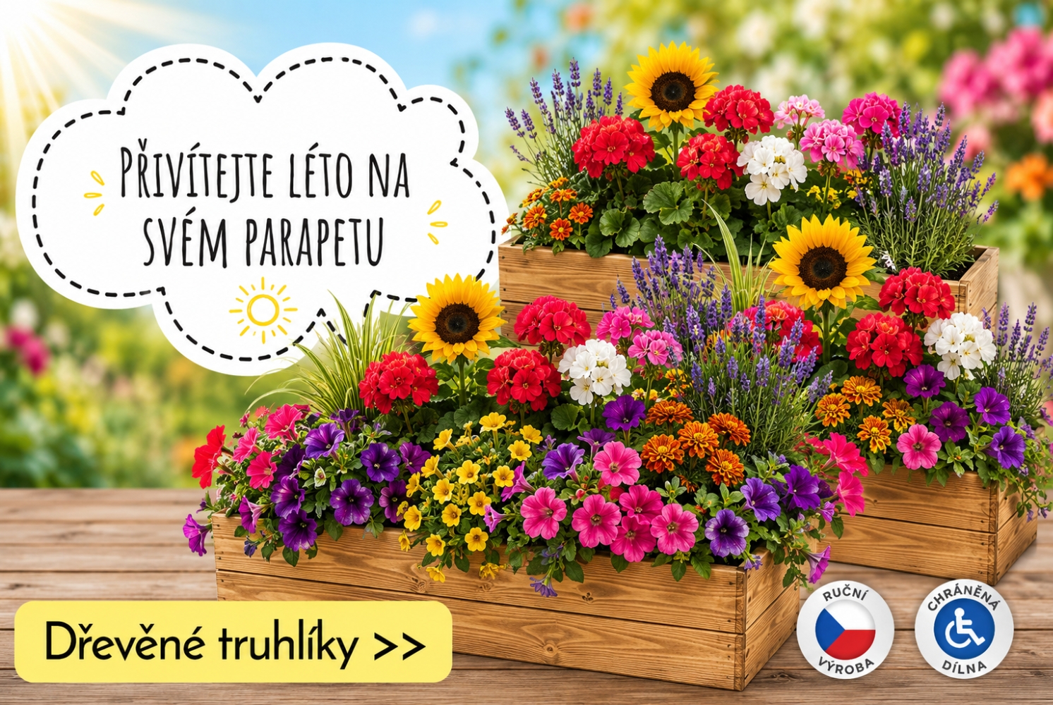 Dřevěné truhlíky se samozavlažovací vložkou