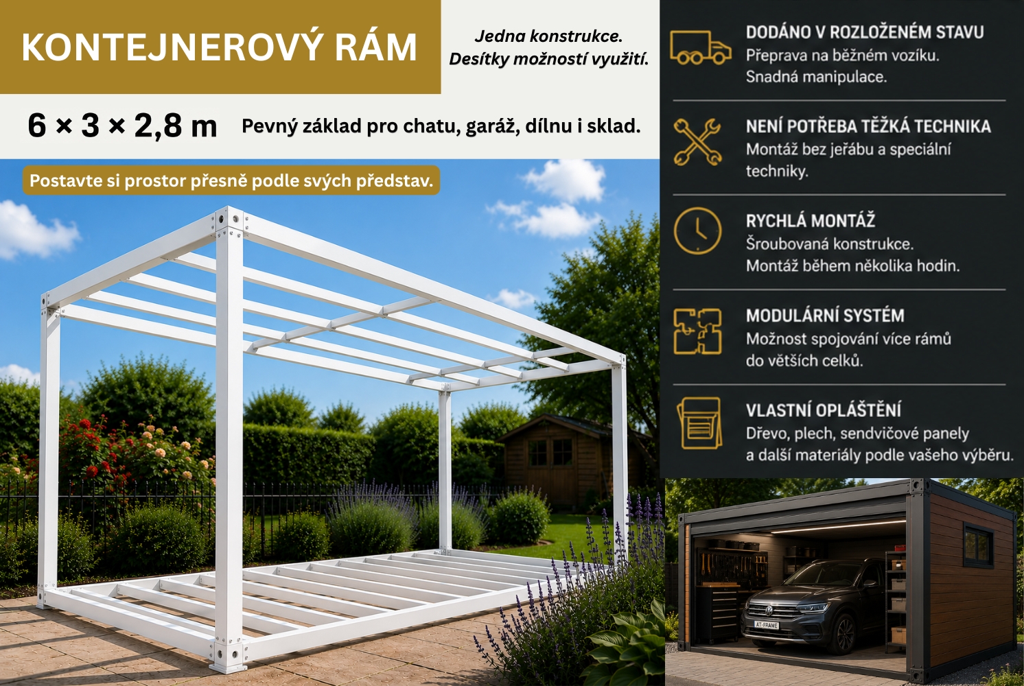 Kontejnerový rám 6 x 3 x 2,8 m