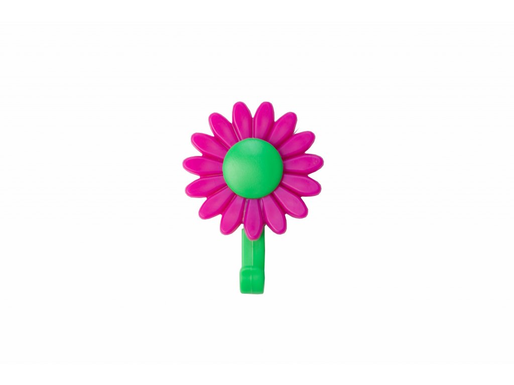 Háček samolepící květina Margarette, tm. růžová barva, 4ks v balení