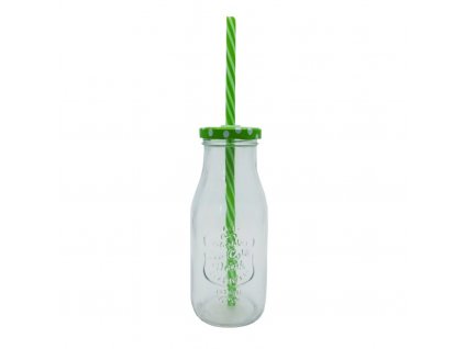 sklenice s brčkem 300ml zelená